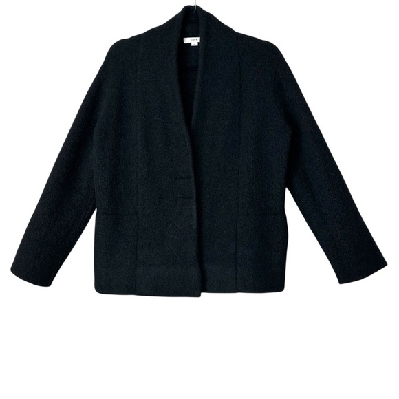 Vince Black Wool Alpaca Blend Single Snap Shrunken Cardigan Sweater Coat Size S - Picture 1 of 16